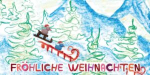 Benita Quadflieg Stiftung Weihnachtskarte, Motiv Entenschlitten